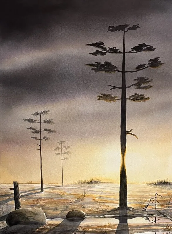 Akvarell Hygge III av Fredrik Eklöf