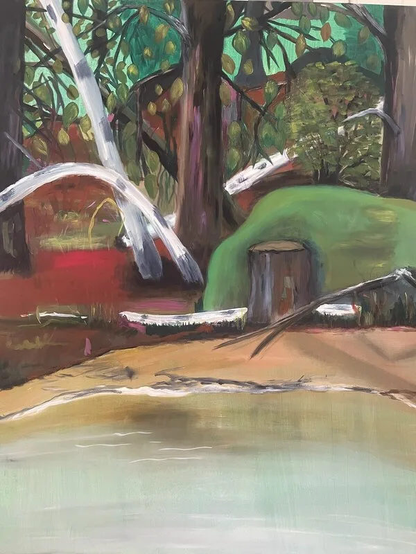 Oljemålning Insjöstrand av Lena von Schlanbusch