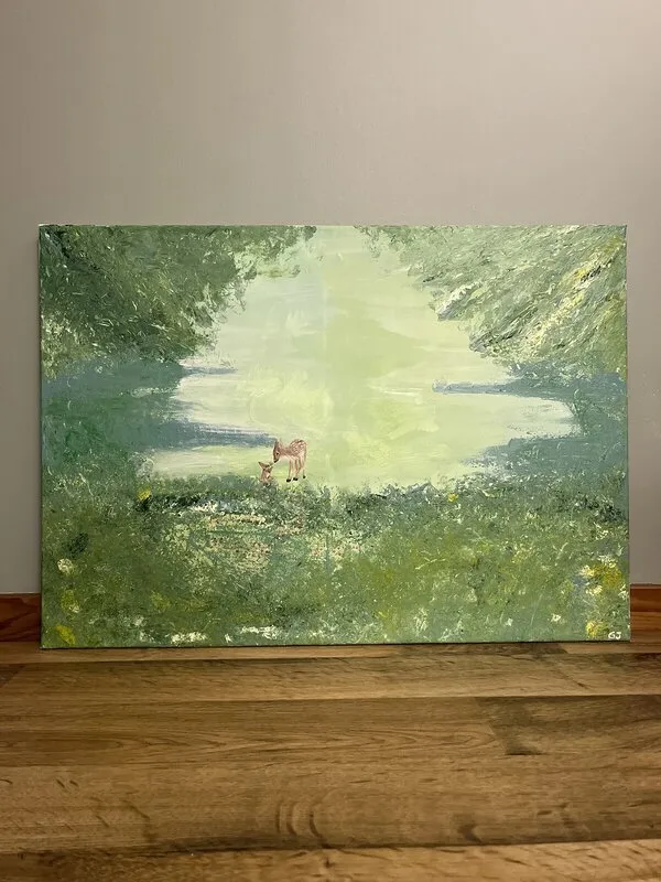 Akrylmålning Bästa vänner av Grets Jägare