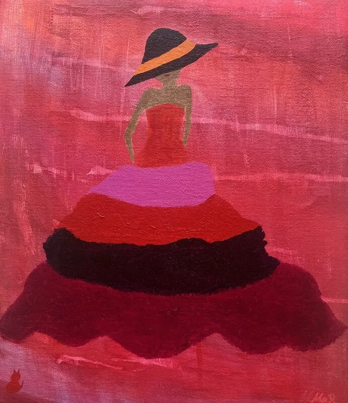 Akrylmålning Böljande damen av Monica Rausén