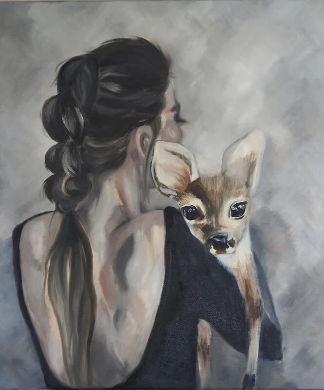 Oljemålning Oh Deer av Sandra Olander Björkqvist