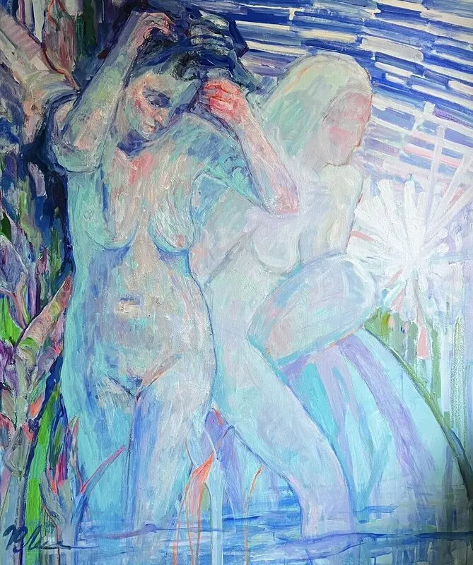 Akrylmålning Water, spring av Yuliia Levytska