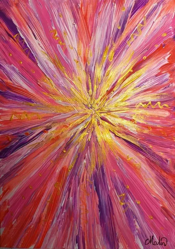 Akrylmålning Guldenergi. av Malin Eriksson