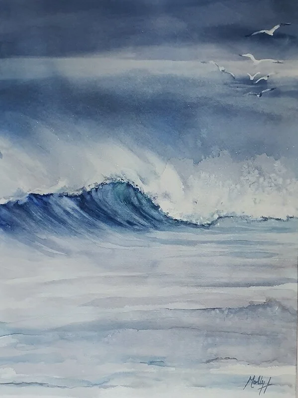 Akvarell Måsar i salta vindar av Molly, Monika Hellgren
