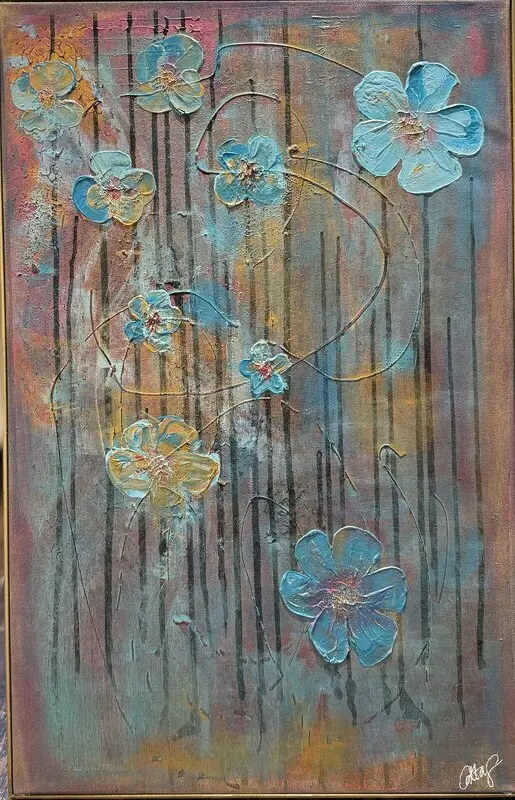 Akrylmålning Flowers av Catta Gunnarsson