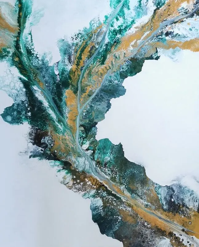 Akrylmålning |Beneath the waves| av Nadin Muhieddine (ArtEvoke By Nadin.M)