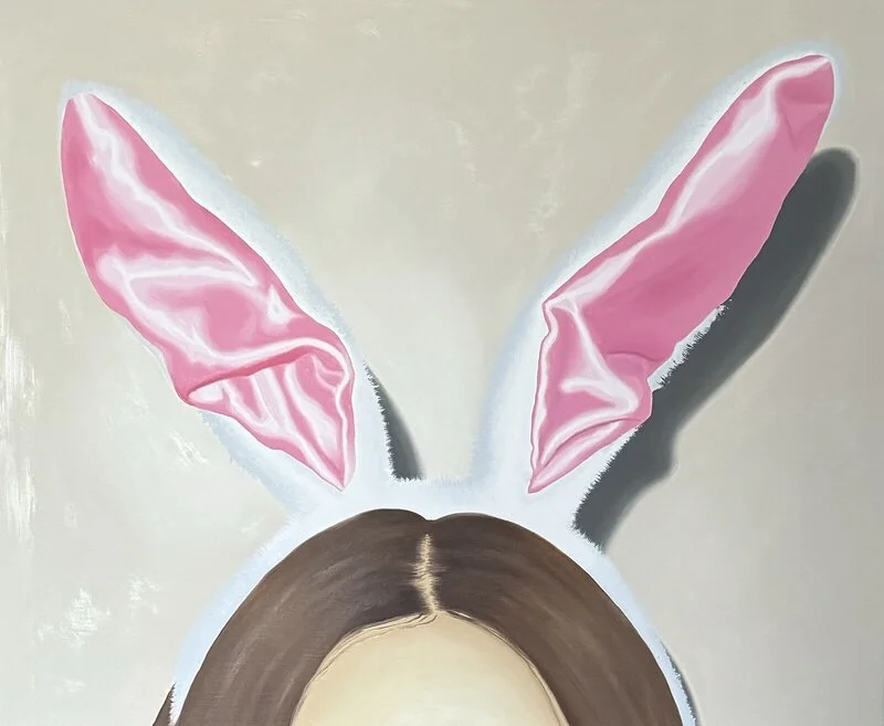 Oljemålning Den vita kaninen av Jenni Karlsson