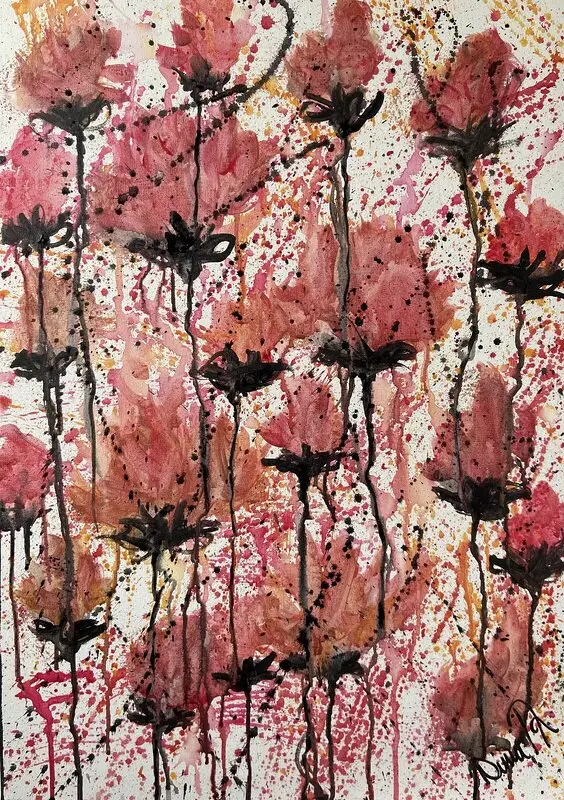 Akrylmålning Abstrakta Blommor av Ninni Andersson