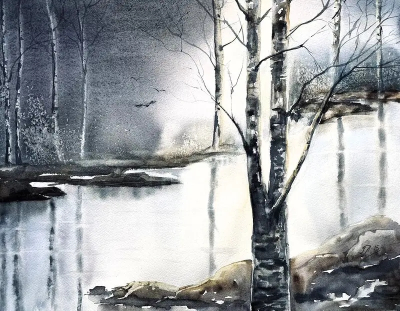 Akvarell Skymning av Tanya Lundmark