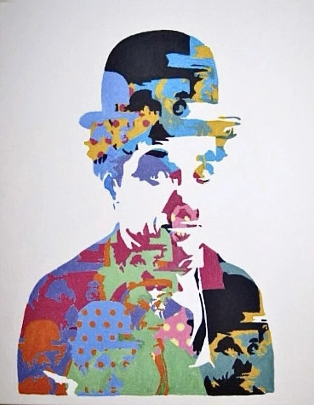 Akrylmålning Charlie Chaplin av Mona Kasim