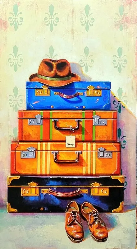 Akrylmålning Koffert av Tarik Hardaga