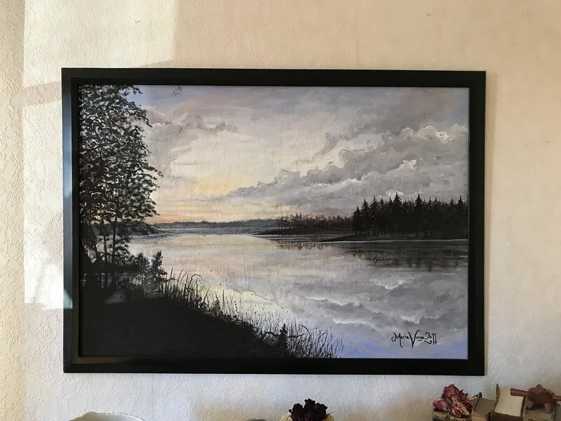 Akrylmålning Sommarkväll av Maria Varga