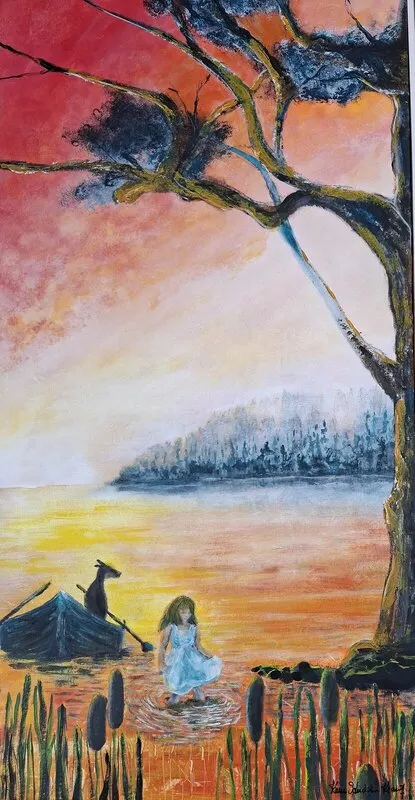 Akrylmålning Augustikväll i kräftornas tid av Karin Sandström Krantz