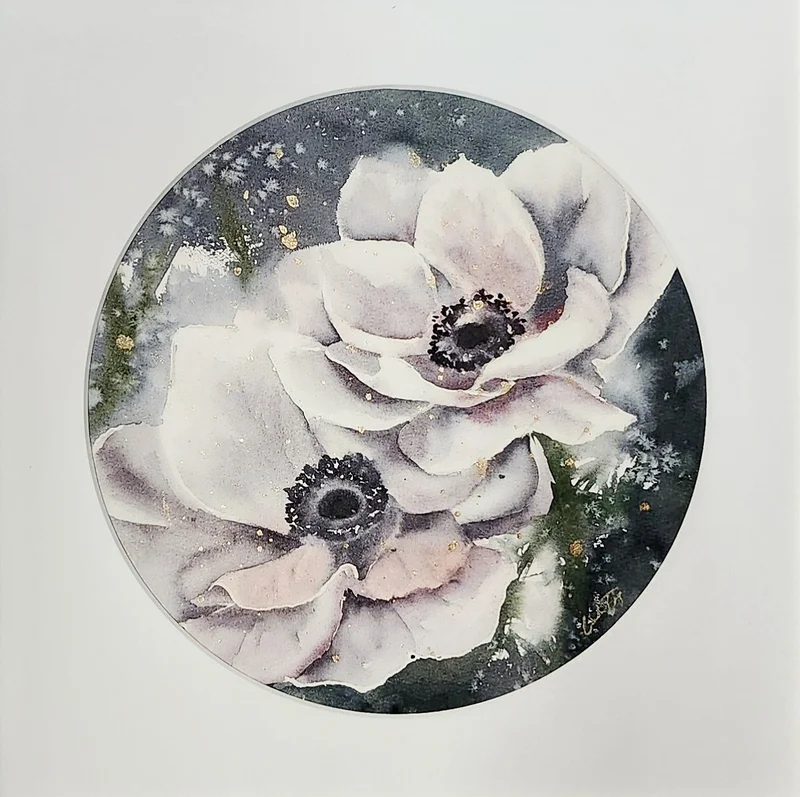 Akvarell Anemone Peach av Caroline Eng