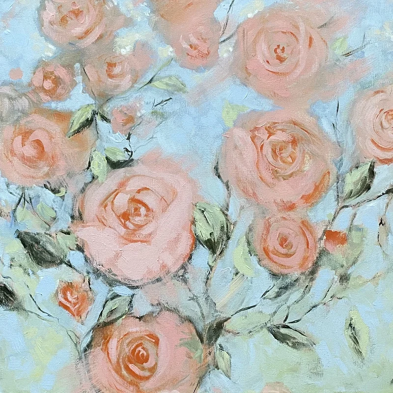 Akrylmålning ROSIENESS - finns även som print av Anna Sandberg Emilsson