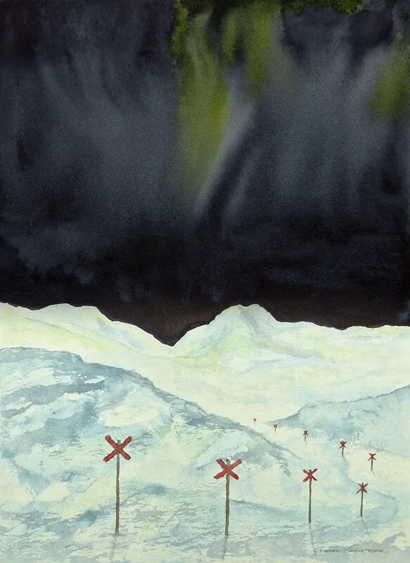 Akvarell Ljus i norr av Yvonne Halvarsson