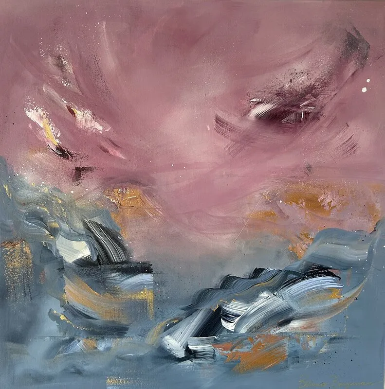 Akrylmålning Magenta skies av Ellinor Bergman
