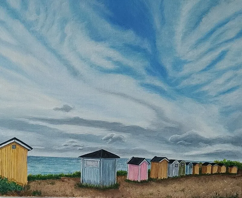 Oljemålning Vikens strand av Lena Andersson
