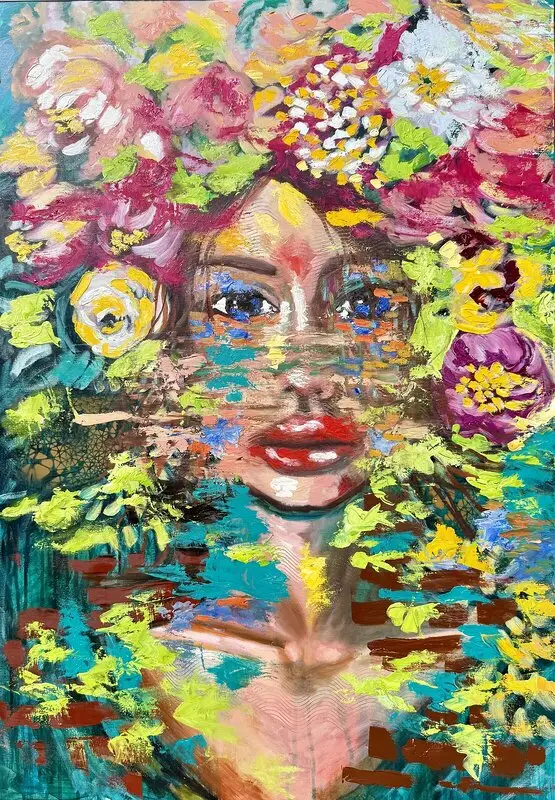 Oljemålning Colorful Reflections av Anna Nilsdotter