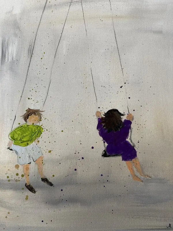 Akrylmålning Tillsammans av Malin Hesser Carlsson