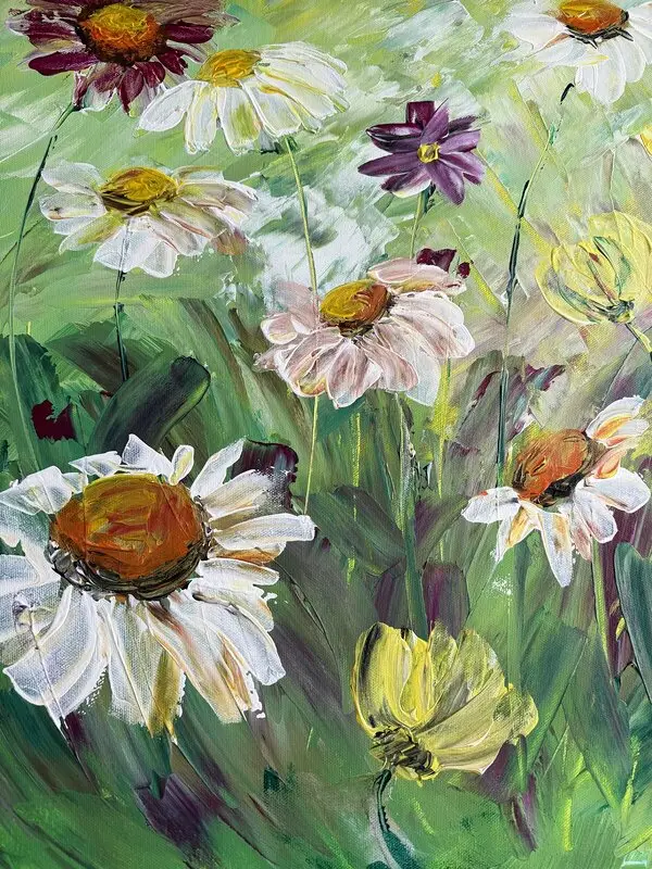 Akrylmålning Sommarblommor av Malin Hesser Carlsson