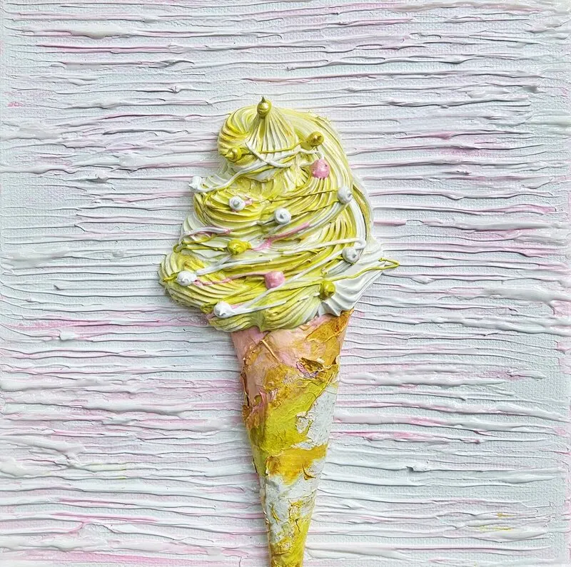 Akrylmålning Pistachio Summer Delight av Aneeza Mahmood