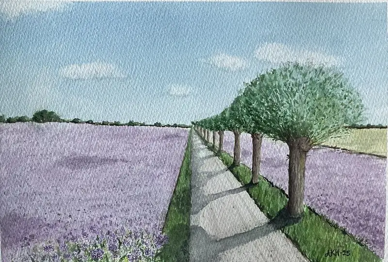 Akvarell Honungsblomster av Kristina Hvam