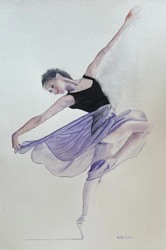 Akvarell Ballerina av Ewa Helzen