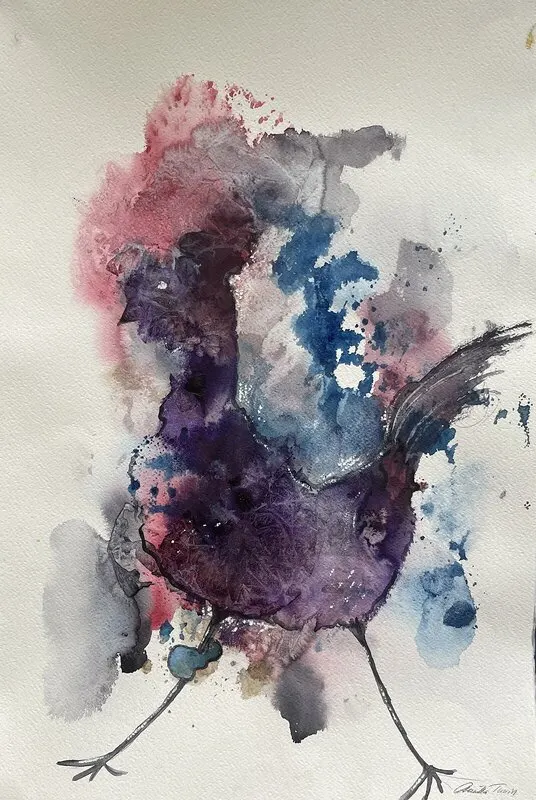 Akvarell Fri såsom fågeln av Gunilla Tuvin