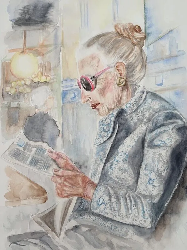 Akvarell Stylish lady av Make Art By Susanne Kråksberg