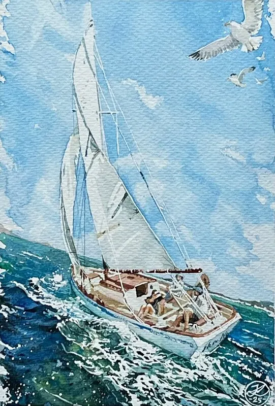 Akvarell En dag på havet av Johannes Knuuth