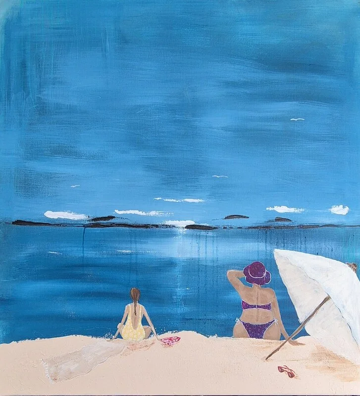 Akrylmålning EN DAG PÅ STRANDEN av Liselotte Blomberg