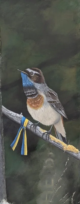 Akrylmålning Luscinia svecica V av Jimi Appel Johansson