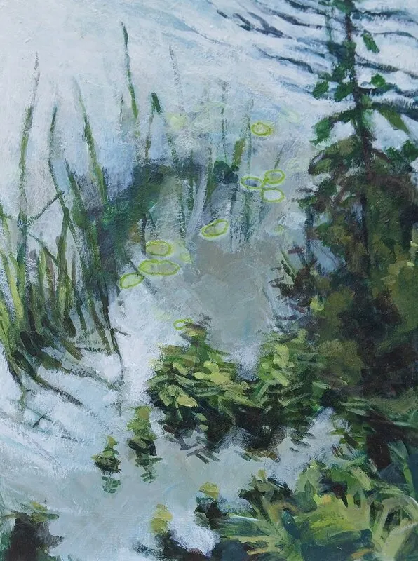 Akrylmålning Seascape and plants av Rebecca Landmér