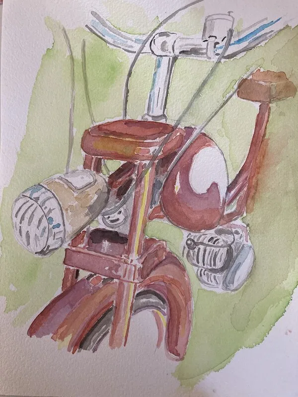 Akvarell Min gamla moped av Conny Johansson