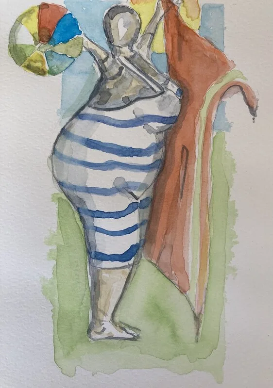 Akvarell En dag på stranden av Conny Johansson