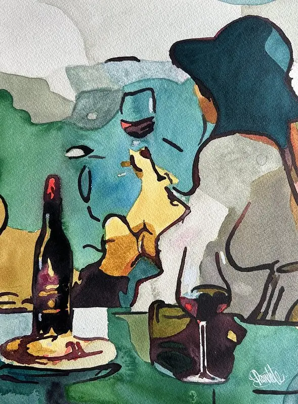 Akvarell Ett glas rött nr 4 av Christian Prändel