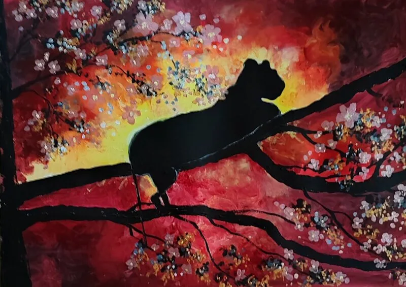 Akrylmålning På spaning av Anne Söderqvist