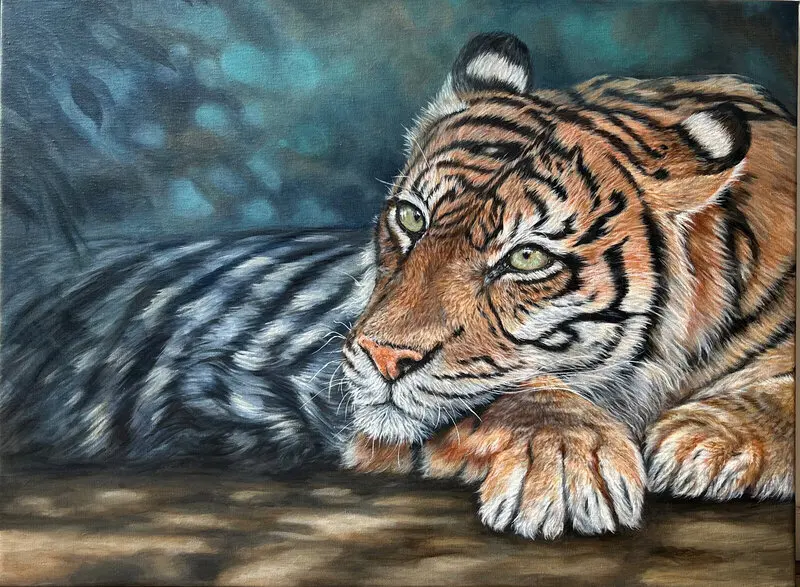 Akrylmålning Where darkness ends av Erika Lindgren