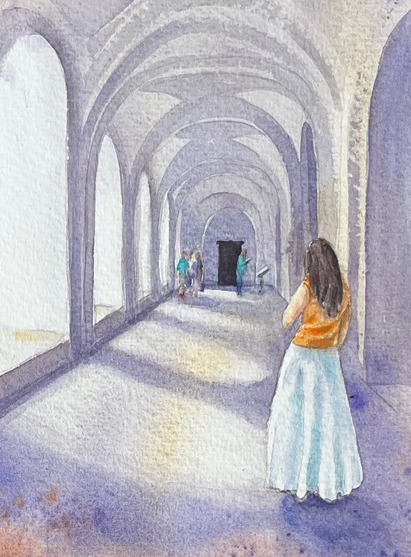 Akvarell Utflykt - privat ägo av Anna Wolf