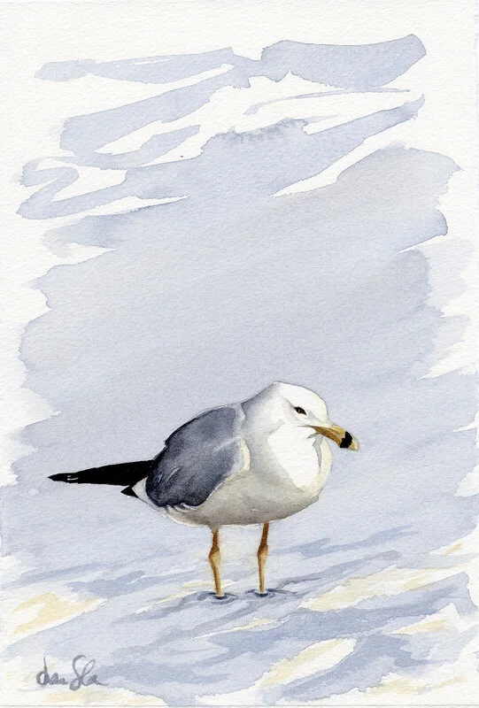 Akvarell Ingen tid att passa av Louise Stigell