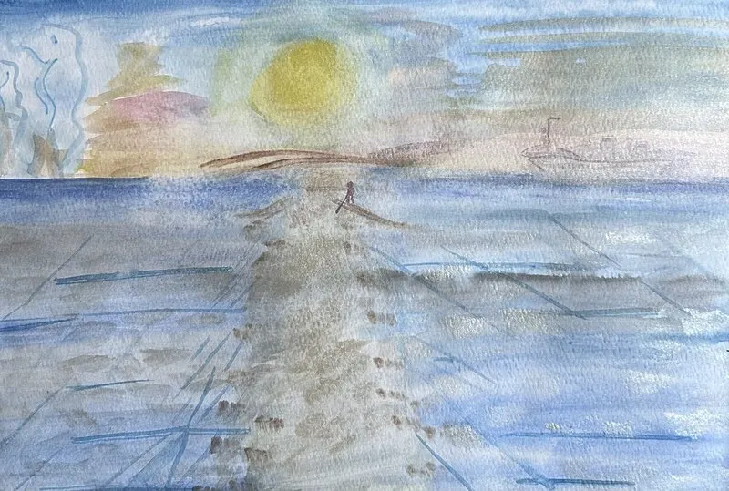 Akvarell Kvällsljus av Christina Jonsson