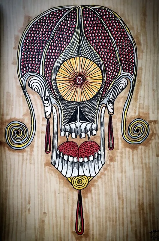 Akvarell Solögd skalle av Oden Vållberg