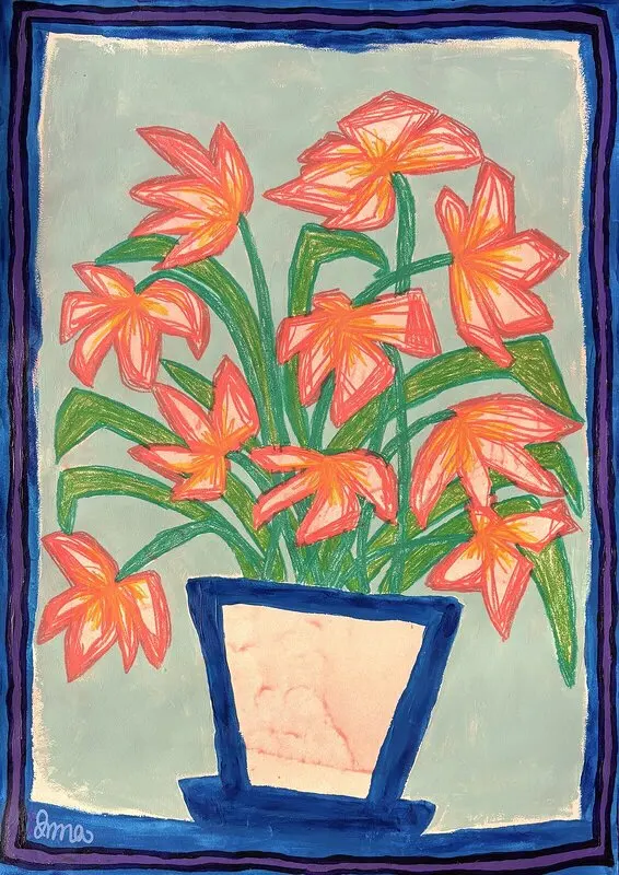 Akrylmålning Fredstulpaner av Alma-Anna Andersson