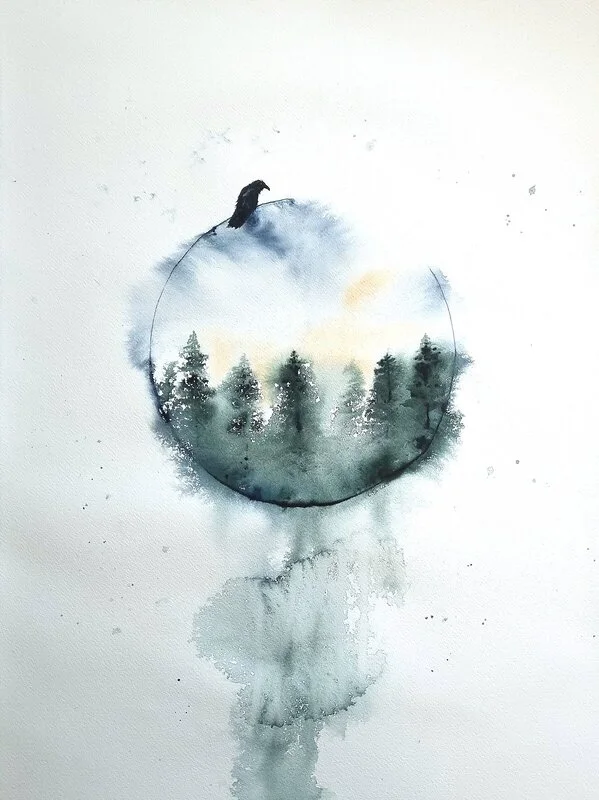 Akvarell Vakar av Kiba Gustafsson