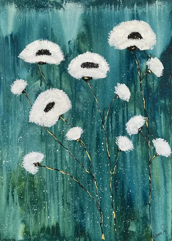 Akrylmålning Blommor på ängen av Ninni Andersson