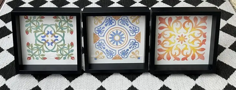 Akvarell Barcelona Tiles - all 3 together av Isabela Moss Studio
