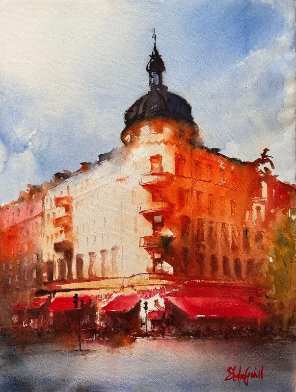 Akvarell Tennstopet av Stefan Gadnell