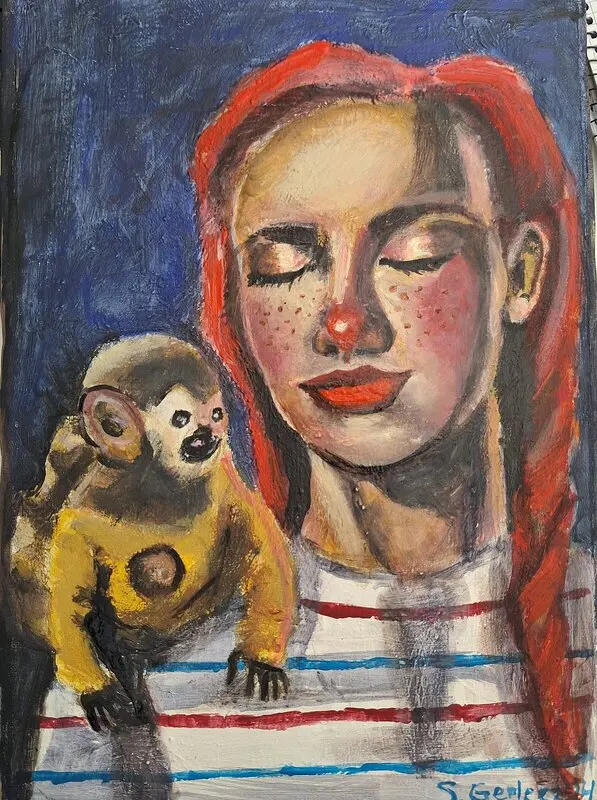 Akrylmålning Pippi har blivit stor av Susanne Gerlecz