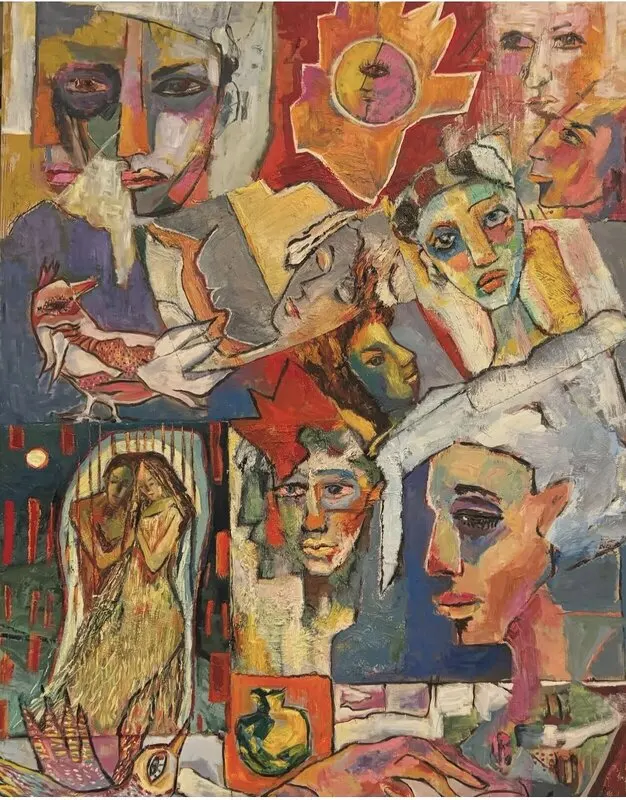 Oljemålning Landets viskningar av Fataneh Hadi